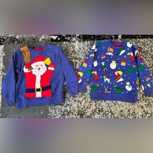 Mini Boden Blue Santa & Holiday Print Sweatshirts